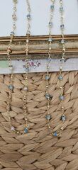 Pirinç Üzeri Altın Kaplama Renkli Boncuklu Zincir Kolye