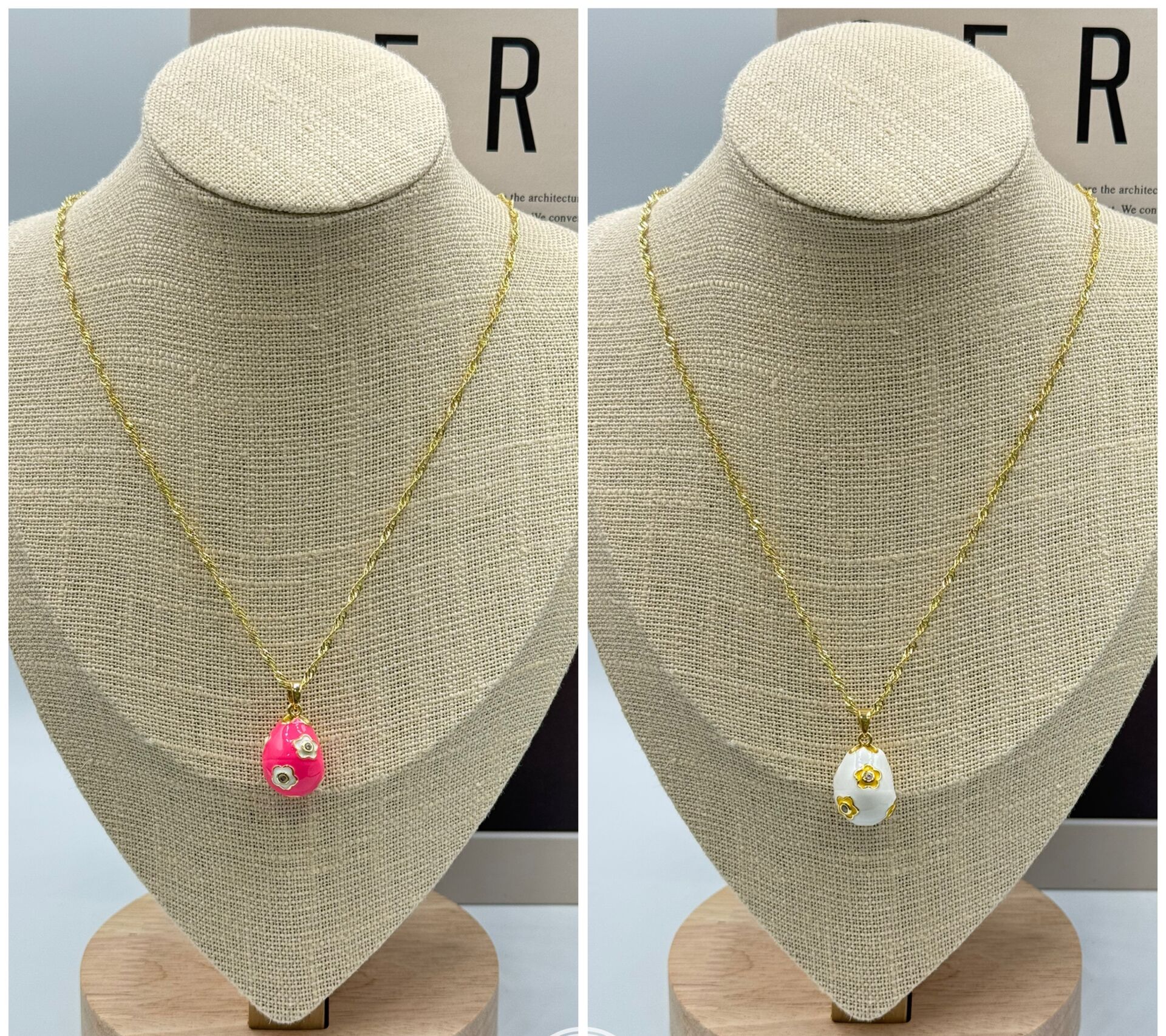 Zarif Çelik Kolye – Pembe ve Beyaz Çiçekli Damla Tasarım, Günlük ve Özel Kullanım İçin