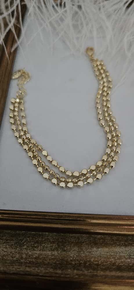 VIP Bileklik – Pirinç Üzeri Altın Kaplama 3 Sıra Zarif Tasarım