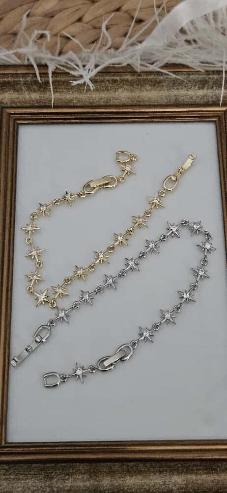 VIP Pirinç Özel Kaplama Yıldız Detaylı Zarif Bileklik – Altın ve Gümüş Renk Seçenekleri