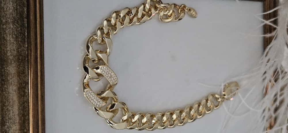 Kuyum İşçiliği Gurmet Bileklik | Pirinç Üzeri Altın Kaplama Şık Zincir Tasarım Kadın Takı