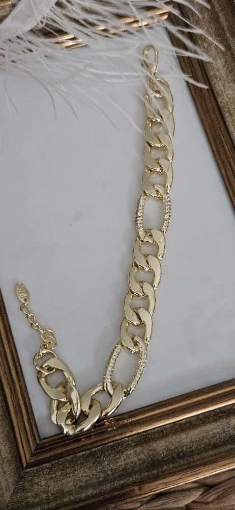 Kuyum İşçiliği VIP Pirinç Üzeri Altın Kaplama Zincir Bileklik