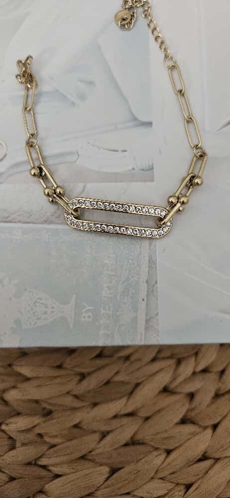 Taş Detaylı Zincir Tasarım Çelik Bileklik