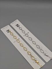 Çelik Bileklik – Geometrik Taşlı Tasarım, Altın ve Gümüş Renk