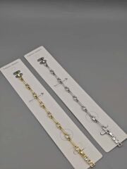 Çelik Bileklik – Kalp Taş Detaylı Altın ve Gümüş Renk