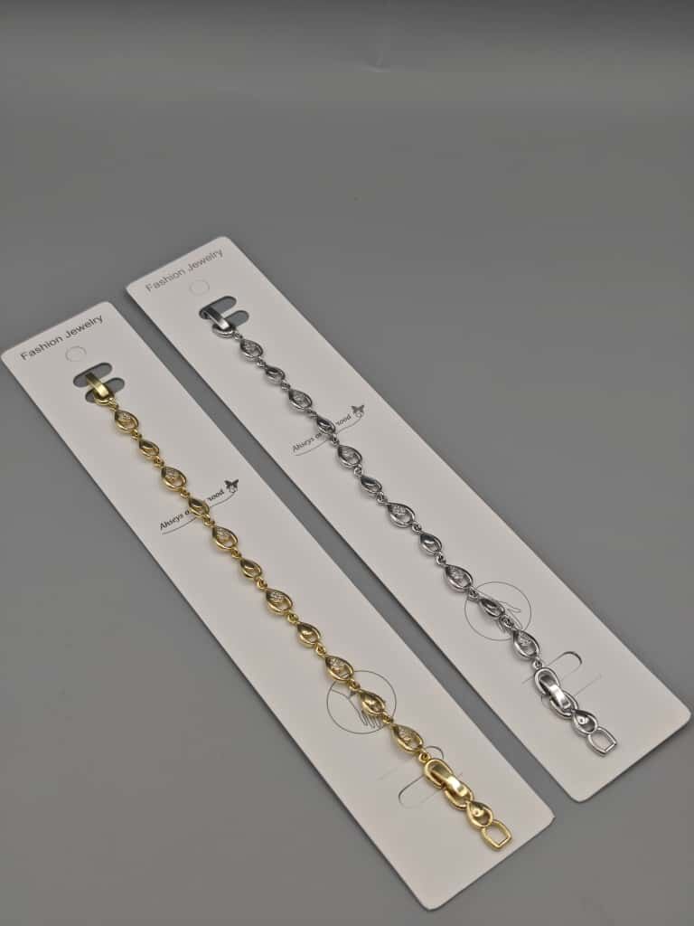 Çelik Bileklik – Oval Taşlı Zarif Tasarım Altın ve Gümüş Renk