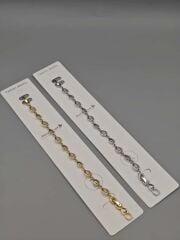 Çelik Bileklik – Oval Taşlı Zarif Tasarım Altın ve Gümüş Renk