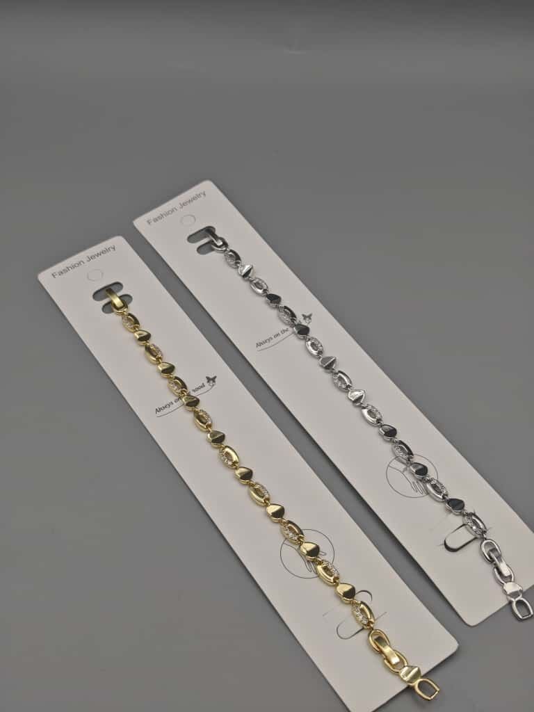 Çelik Bileklik – Oval Parlak Tasarım Altın ve Gümüş Renk