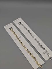 Çelik Bileklik – Oval Parlak Tasarım Altın ve Gümüş Renk