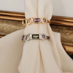 Renkli ve Çoklu Kesim Zirkon Taşlı Pirinç Üzeri Altın Kaplama Yüzük, Modern ve Zarif Tasarım