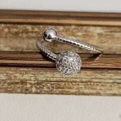 Pirinç Yüzük – Zarif Top Detaylı Ayarlanabilir Kadın Takı Minimalist Tasarım