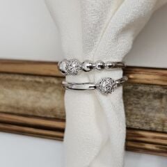 Pirinç Yüzük – Çift Sıra Top Detaylı Zarif ve Ayarlanabilir Kadın Takı