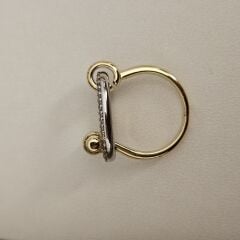 Pirinç Üzeri Altın Kaplama Taşlı Yüzük – Oval Tokalı Modern ve Zarif Kadın Takı