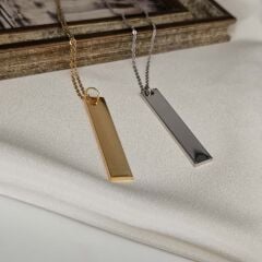 Çelik Plaka Kolye – 70 cm Zincir, Minimalist Tasarım, Paslanmaz ve Dayanıklı Unisex Kolye