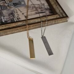 Çelik Plaka Kolye – 70 cm Zincir, Minimalist Tasarım, Paslanmaz ve Dayanıklı Unisex Kolye