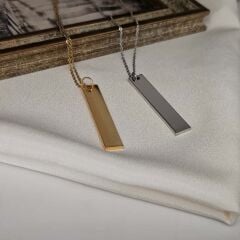 Çelik Plaka Kolye – 70 cm Zincir, Minimalist Tasarım, Paslanmaz ve Dayanıklı Unisex Kolye