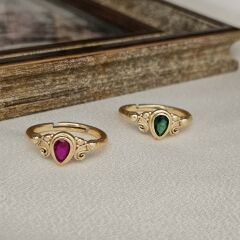 Özel Tasarım Yüzük – Altın Kaplama, Zirkon Taşlı, El İşçiliği Kadın Yüzük