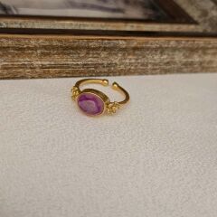 Özel Tasarım Yüzük – Altın Kaplama, Pembe Akik Taşlı, El İşçiliği Kadın Yüzük