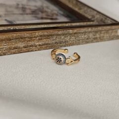 Özel Tasarım Altın Kaplama Nazar Boncuklu Yüzük