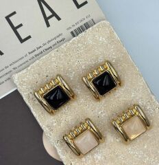 Pirinç Üzeri Altın Kaplama Küpe – Taşlı Modern Tasarım