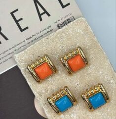 Pirinç Üzeri Altın Kaplama Küpe – Taşlı Modern Tasarım