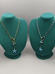 Çelik Zara Kolye – Deniz Yıldızı Figürlü, Gold ve Gümüş Renk Seçenekleri