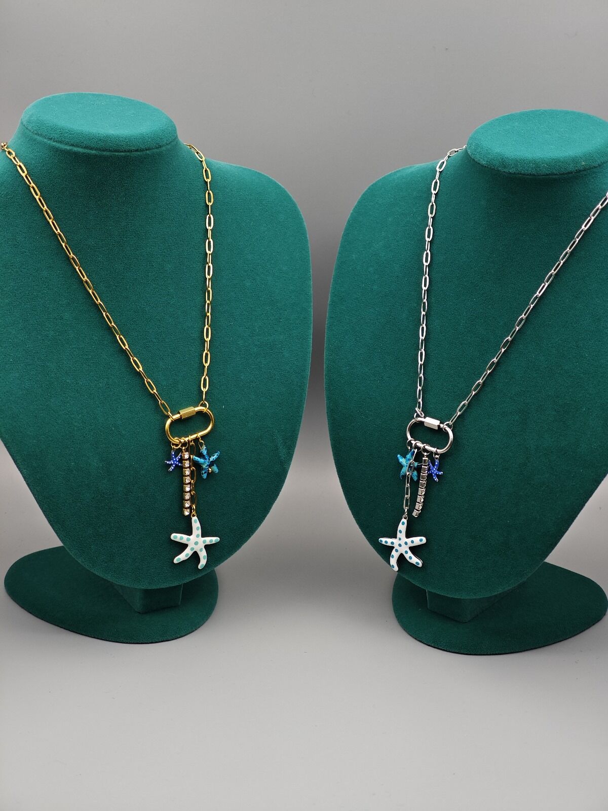 Çelik Zara Kolye – Deniz Yıldızı ve Charm Detaylı, Gold ve Gümüş