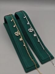 Pirinç Üzeri Altın Kaplama Nazar Gözlü Yıldız Figürlü Bileklik – Zarif Zincir Tasarım