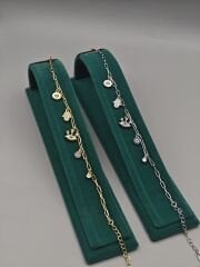 Pirinç Üzeri Altın Kaplama Nazar ve Ay Figürlü Bileklik – Şık ve Anlamlı Tasarım