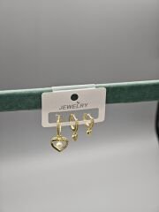 Üçlü Çelik Küpe Seti – Modern Tasarım, Şık ve Dayanıklı Kadın Takı, Günlük ve Özel Gün Kullanımı İçin