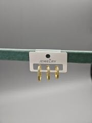 Üçlü Çelik Küpe Seti – Şık Halka Tasarımlı Modern Kadın Küpe Kombini, Günlük ve Özel Kullanıma Uygun Takı